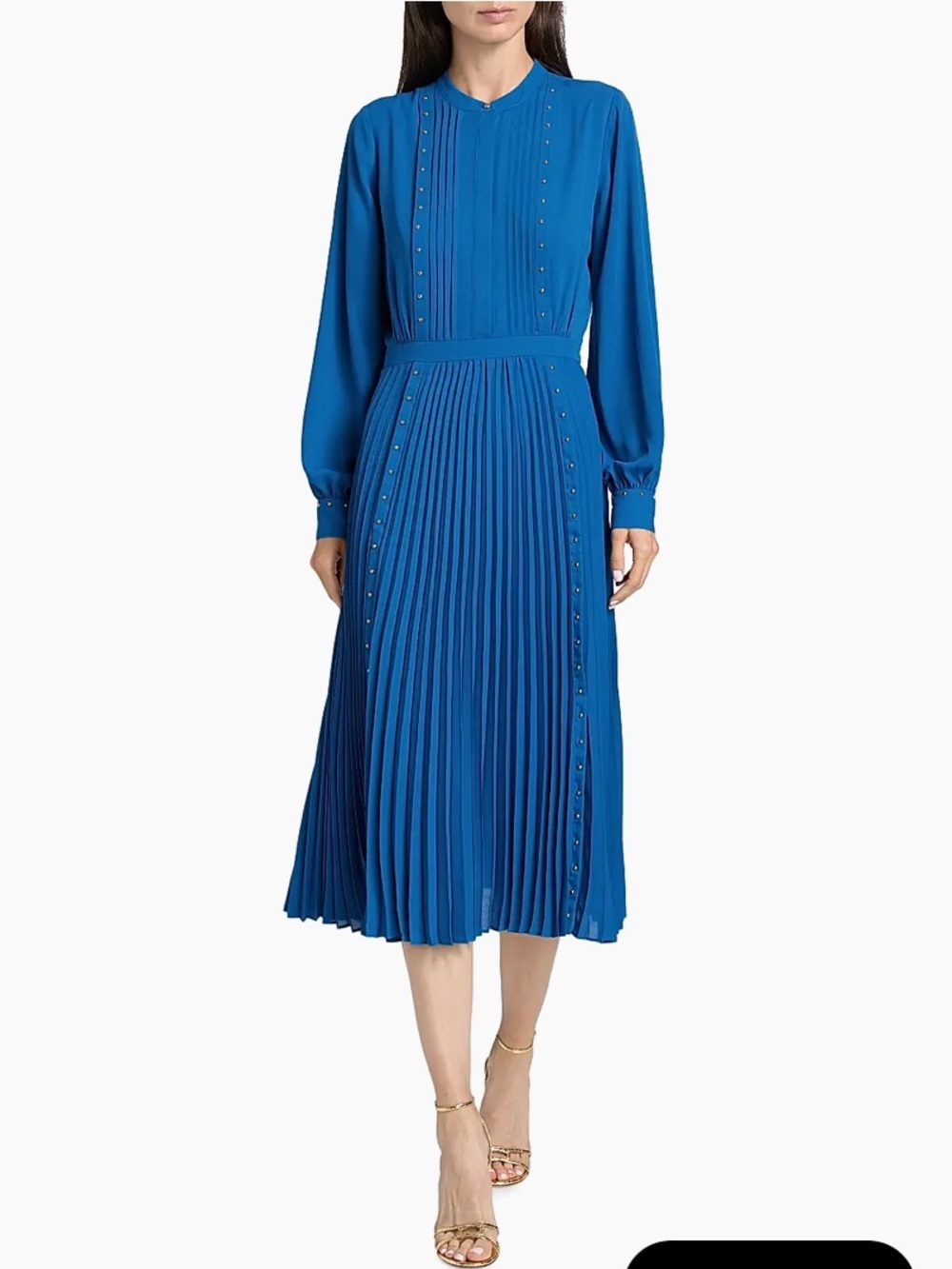 Elie Tahiti The Alania Blue Pleated Midi Dress NWT